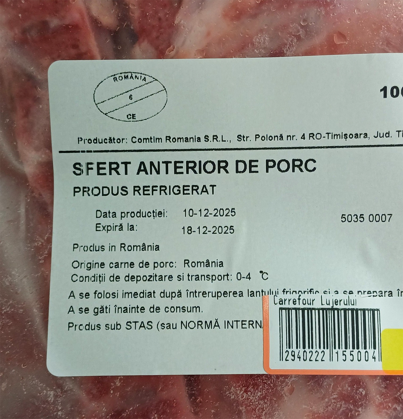 Cât a ajuns să coste un sfert de porc în Carrefour, cu o săptămână înainte de Crăciun: